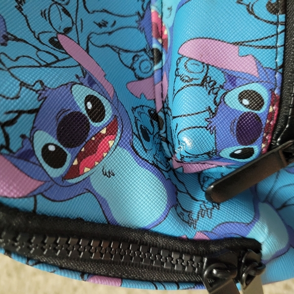 Disney Stitch Mini Backpack Bioworld Blue Handbag Purse 11"x9" Small LILO and - Picture 14 of 14